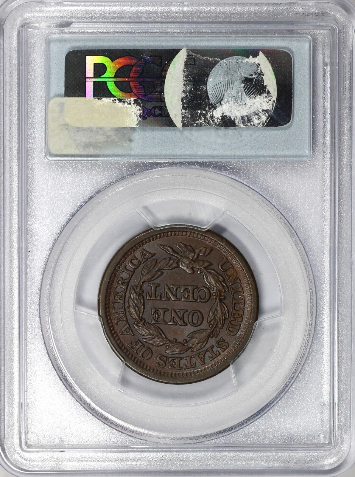 1847 1c Braided Hair Large Cent PCGS MS 63 BN