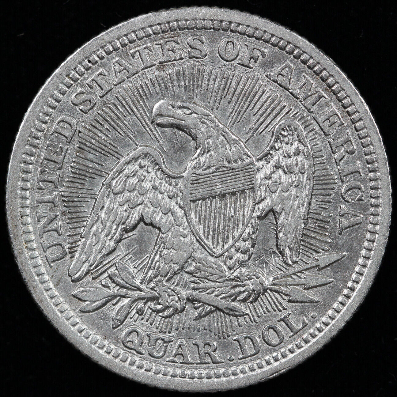 1853 25c Arrows and Rays Seated Liberty Quarter