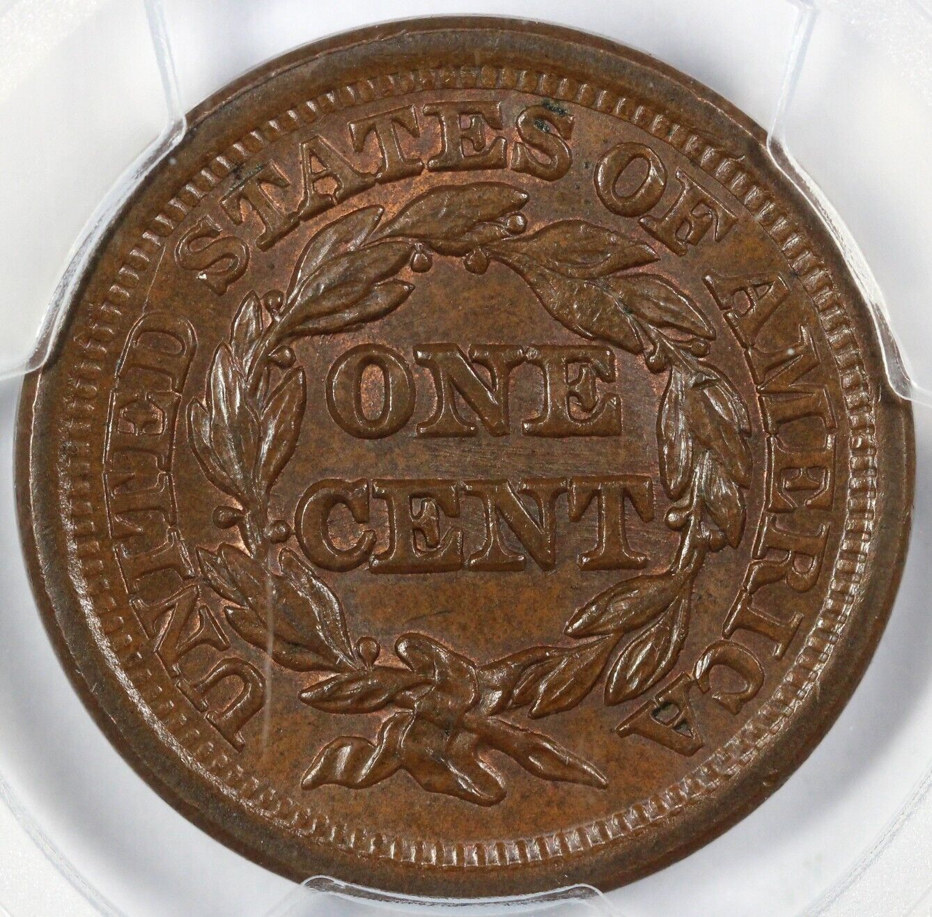 1850 1c N-7 Braided Hair Large Cent PCGS MS 64 BN
