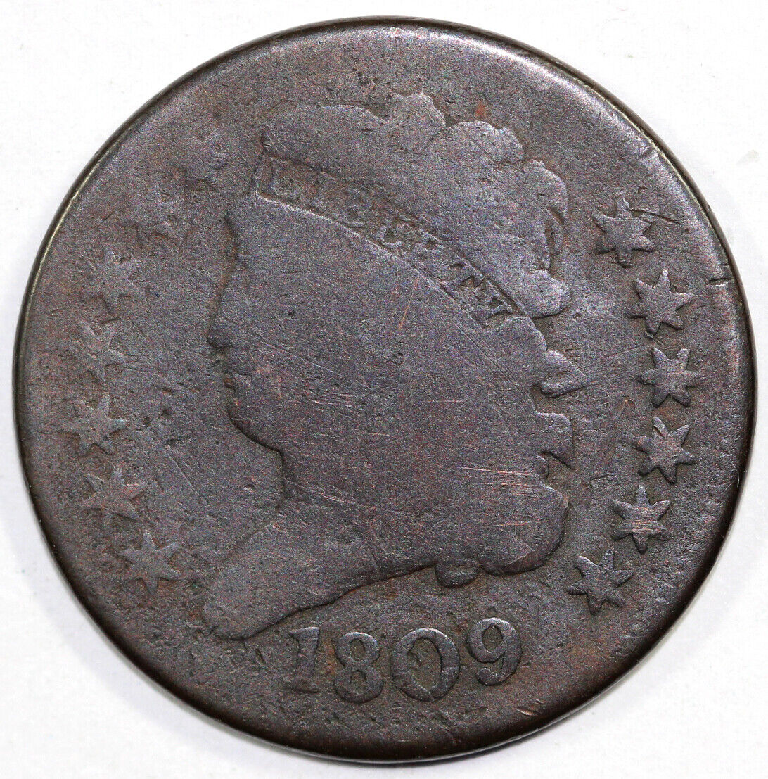 1809 1/2c Classic Head Half Cent With Tag