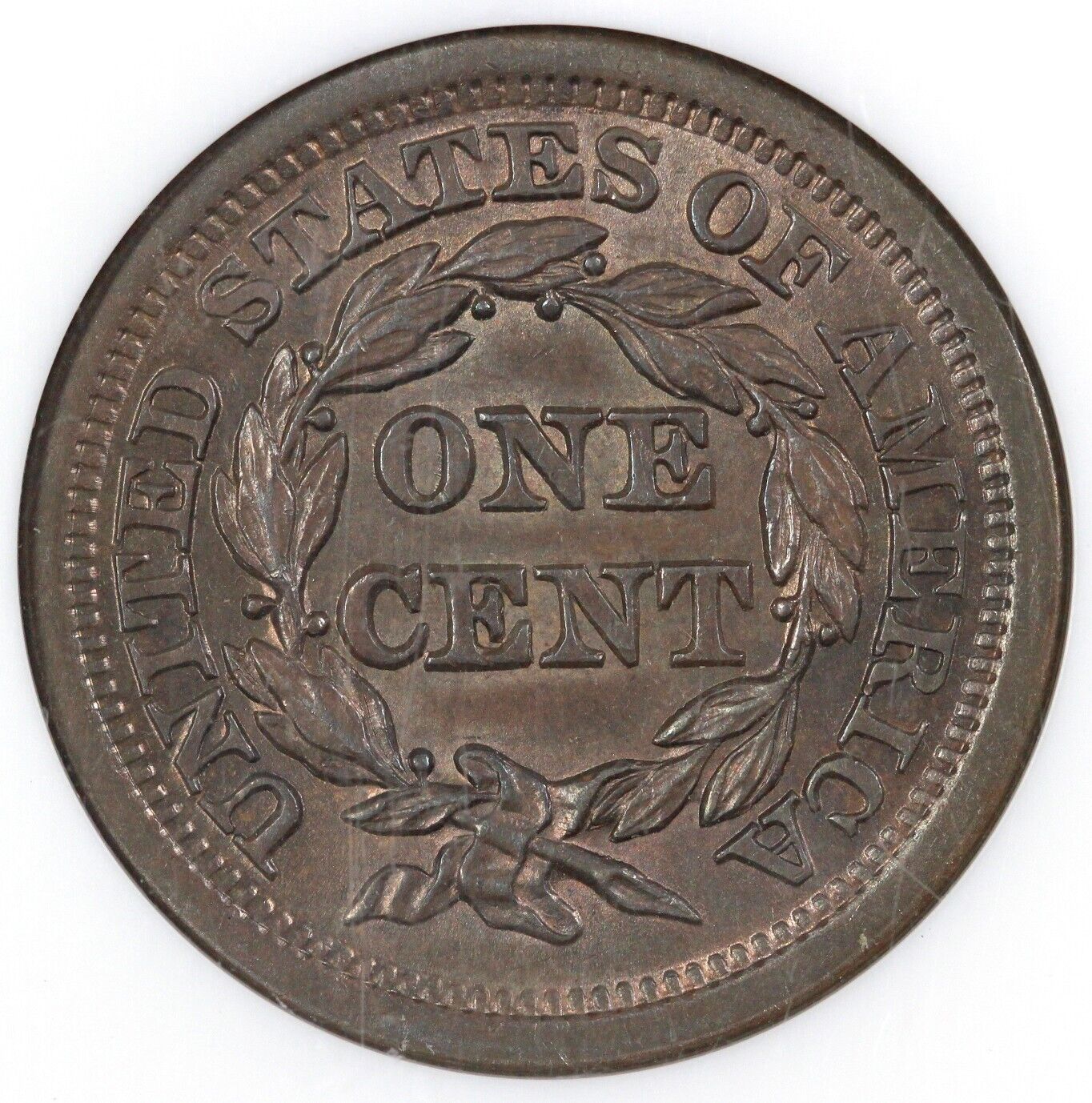 1852 1c N-21 Braided Hair Large Cent NGC MS 64 BN *EDS, CC Level*