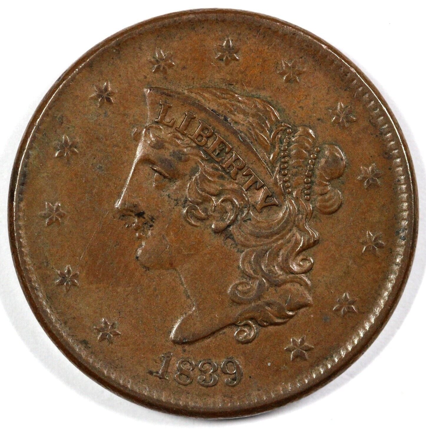 1839 1c N-10 Matron Head Large Cent