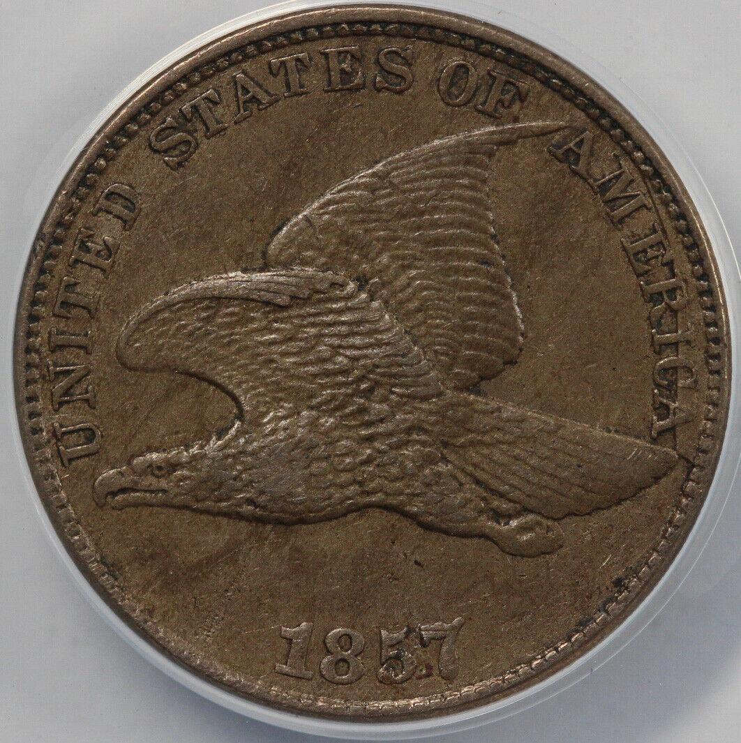 1857 1c FS-402 S-9 Flying Eagle Cent ANACS AU 50