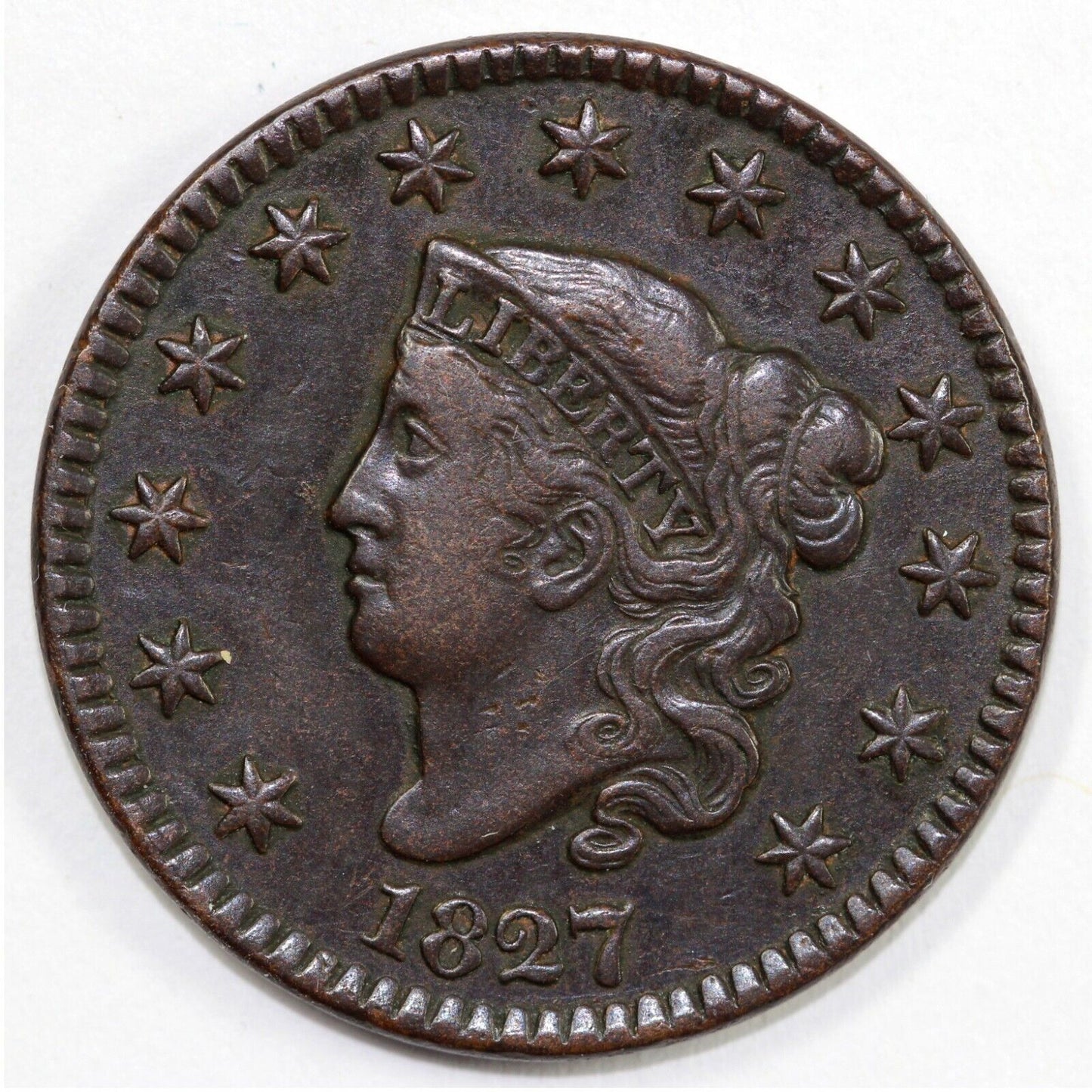 1827 1c Coronet or Matron Head Large Cent