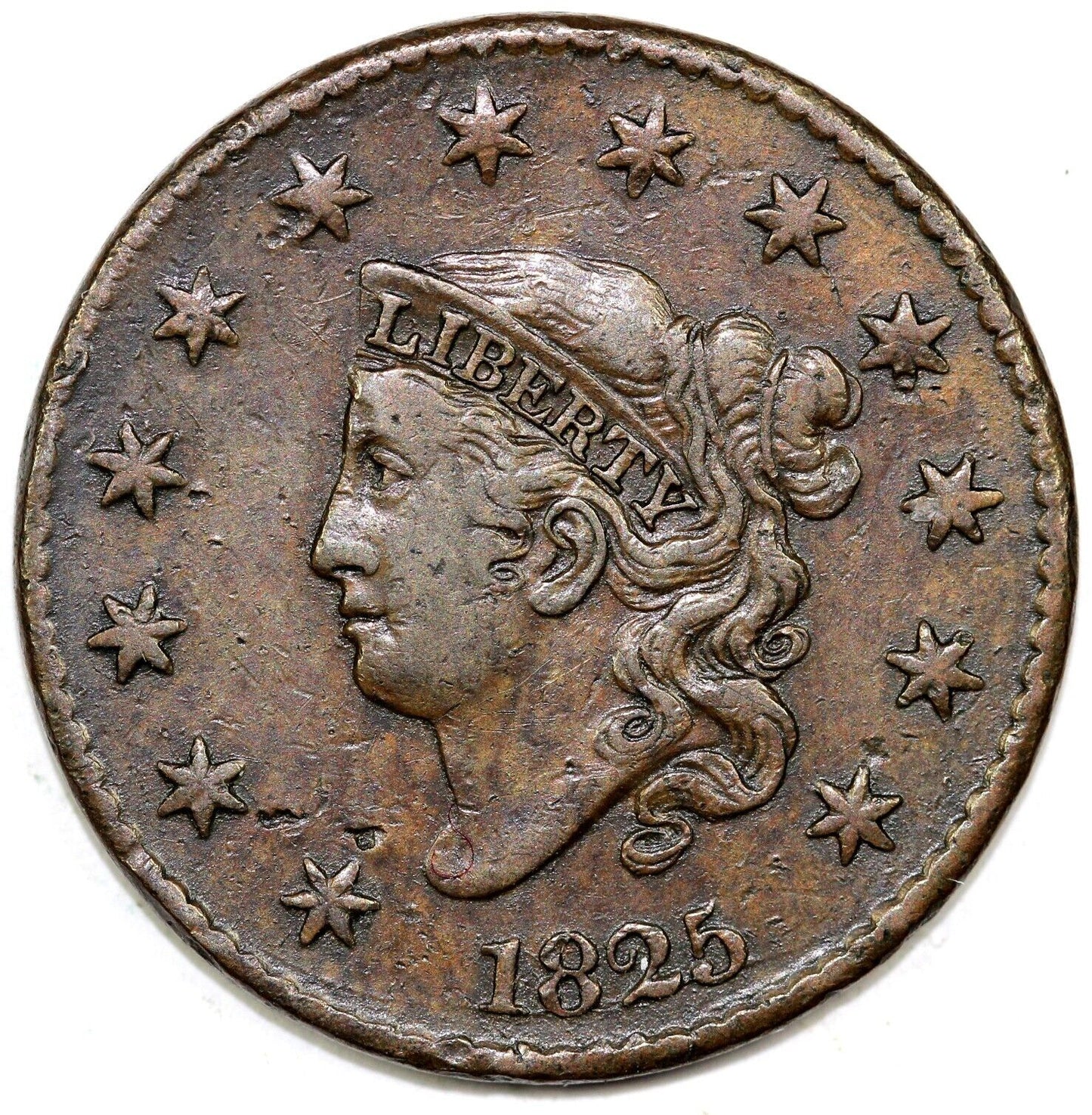 1825 1c N-1 Matron Head Large Cent