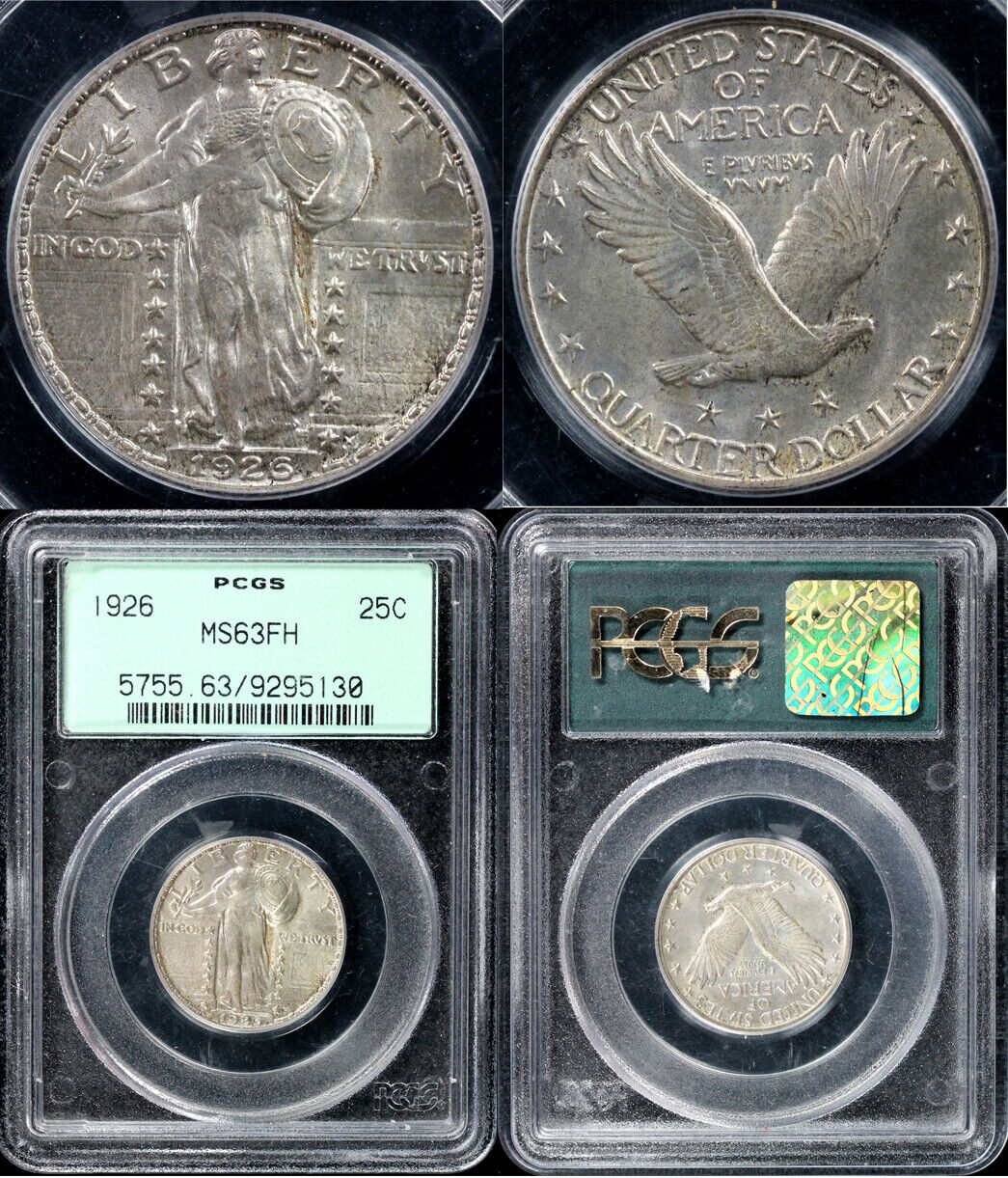 1926 25c Full Head Standing Liberty Quarter PCGS MS 63 FH