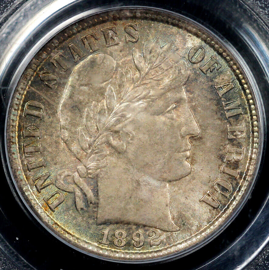 1892 10c Barber Dime PCGS MS 65