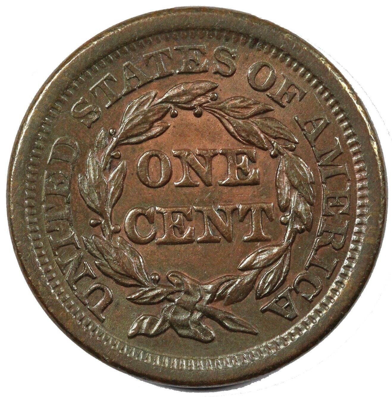 1854 1c Braided Hair Large Cent