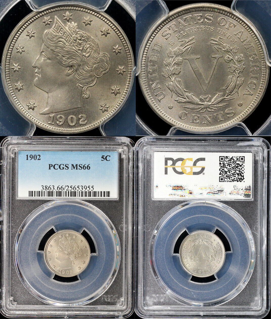 1902 5c Liberty Nickel PCGS MS 66