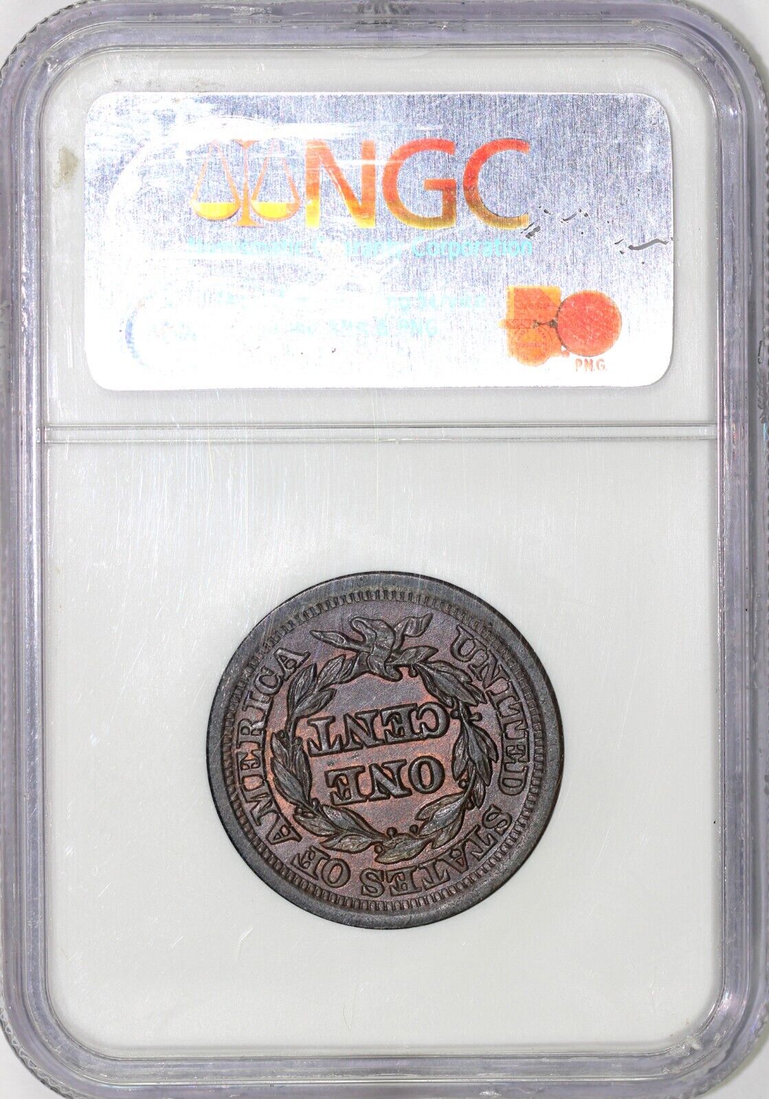 1849 1c N-7 Braided Hair Large Cent NGC MS 64 BN EX; Jules Reiver