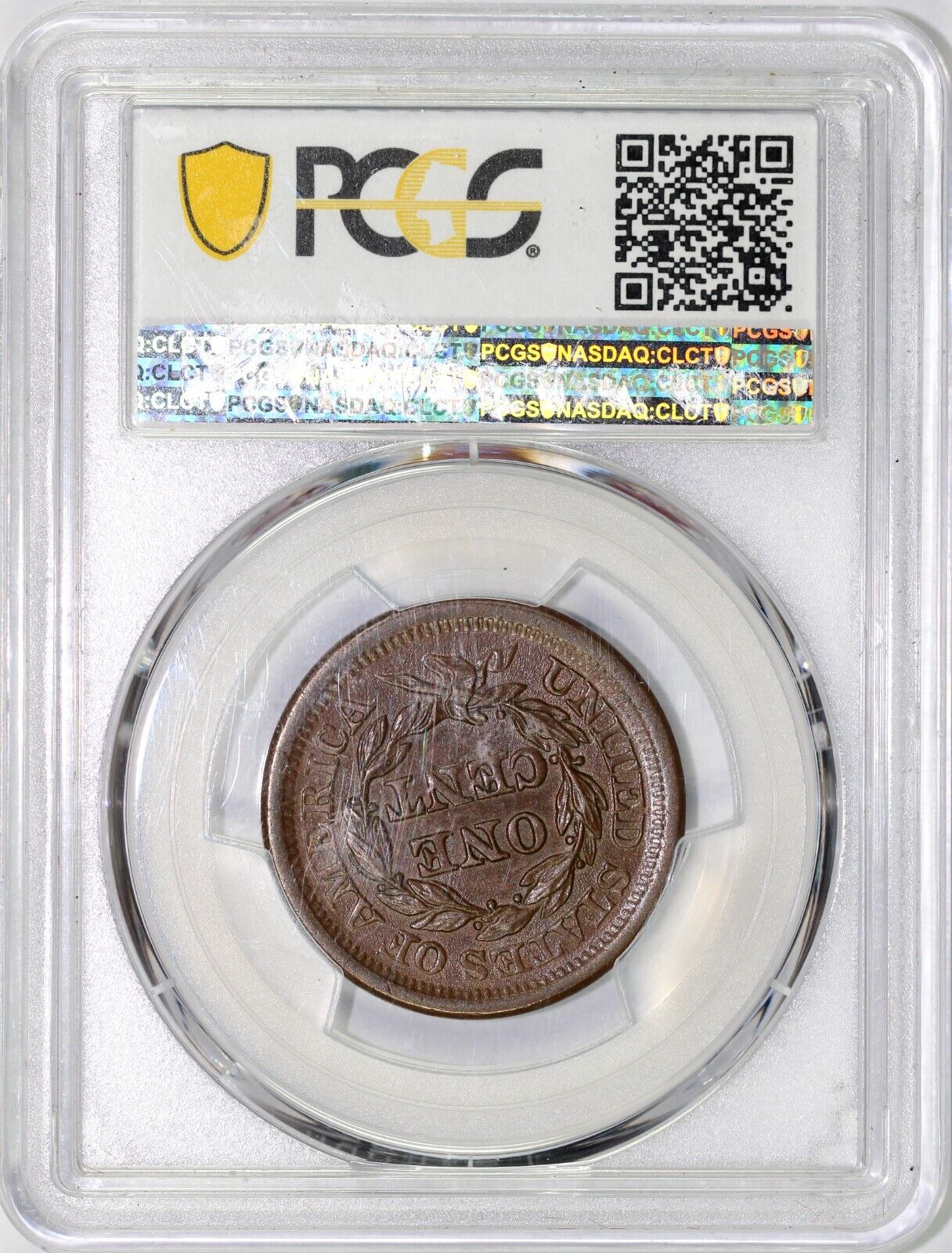1854 1c N-7 Braided Hair Large Cent PCGS and CAC MS 63 BN