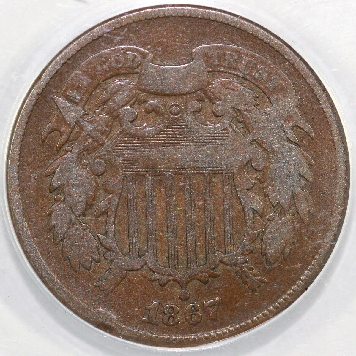 1867 2c DDO FS-101 Die 1 Two Cent Piece ANACS F 12 DETAILS BENT