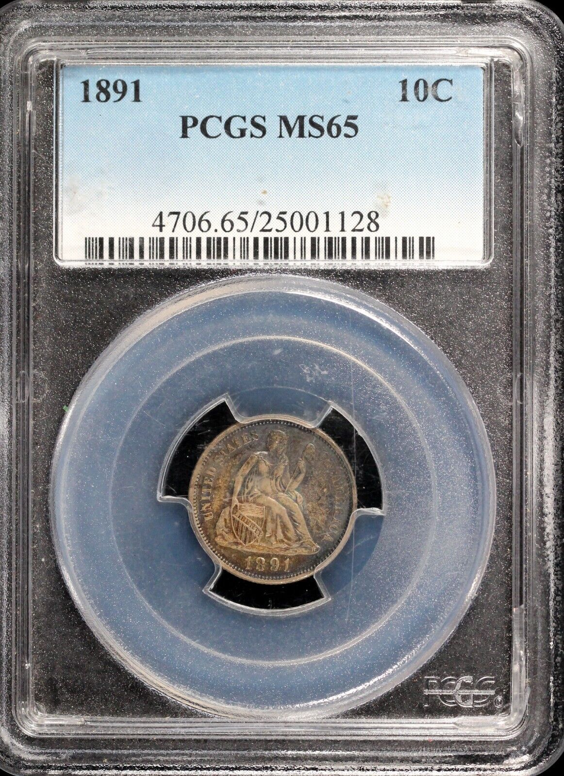 1891 10c Seated Liberty Dime PCGS MS 65