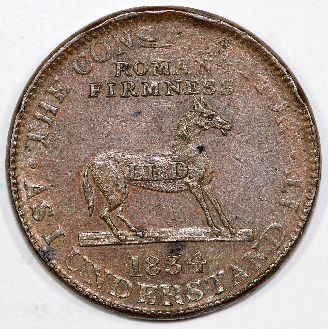 1834 HT-25 The Consistution as I Understand It Hard Times Token