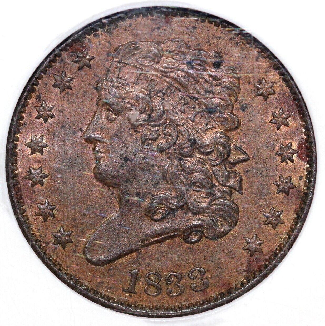 1833 1/2c C-1 Classic Head Half Cent NGC MS 61 BN