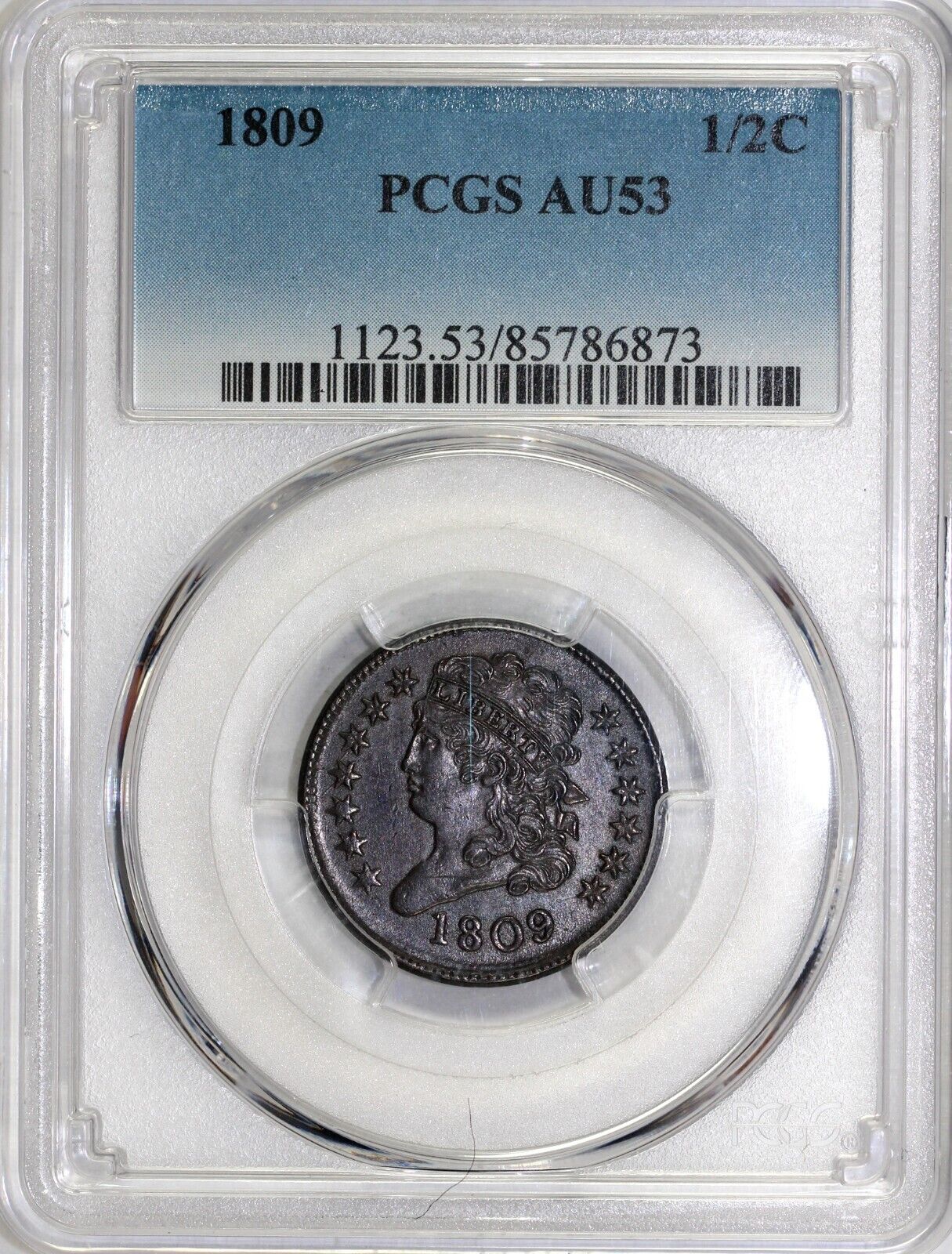 1809 1/2c C-6 Classic Head Half Cent PCGS AU 53