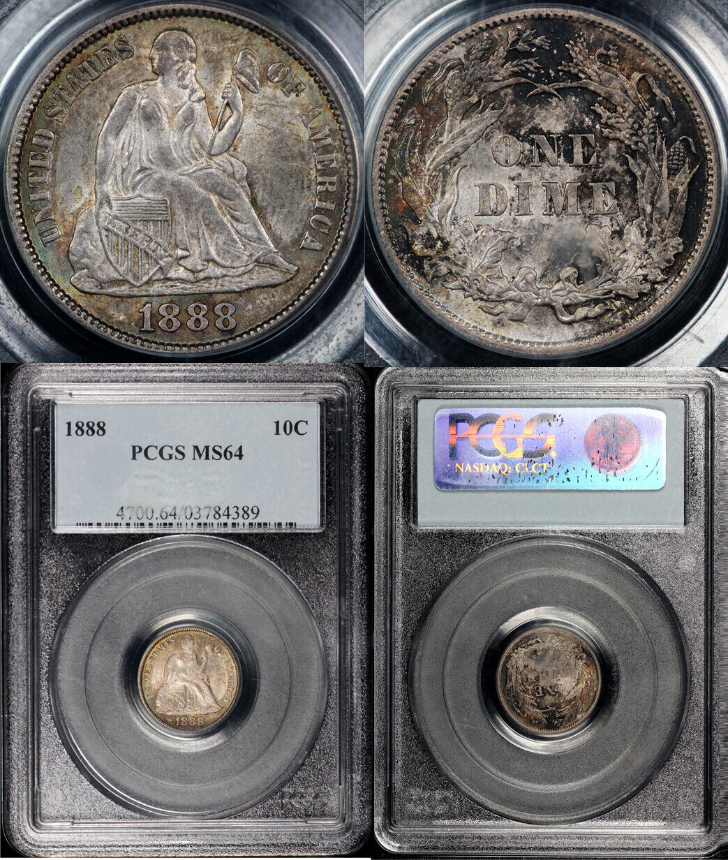 1888 10c Seated Liberty Dime PCGS MS 64