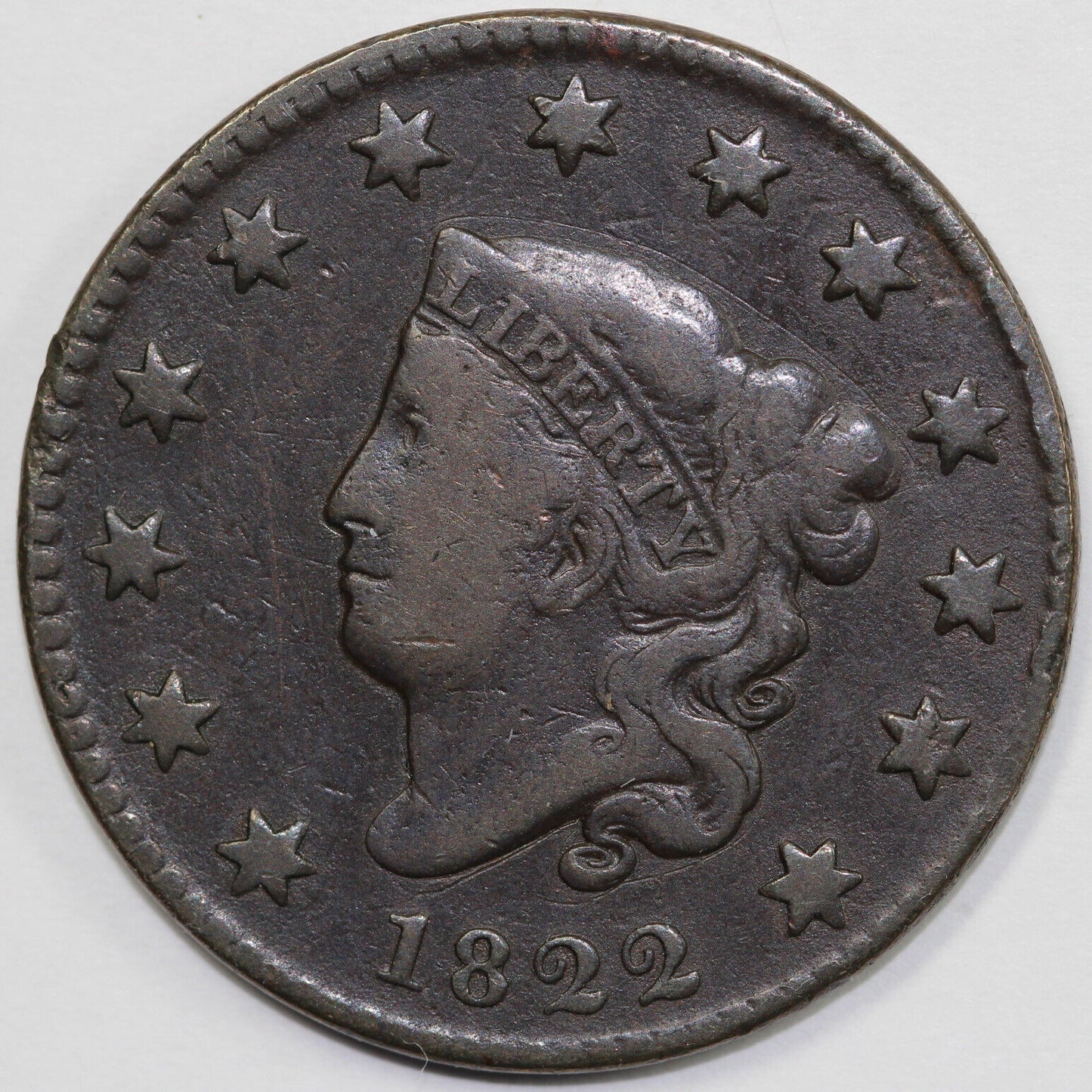 1822 1c N-9 Braided Hair Large Cent Ex: John Wright