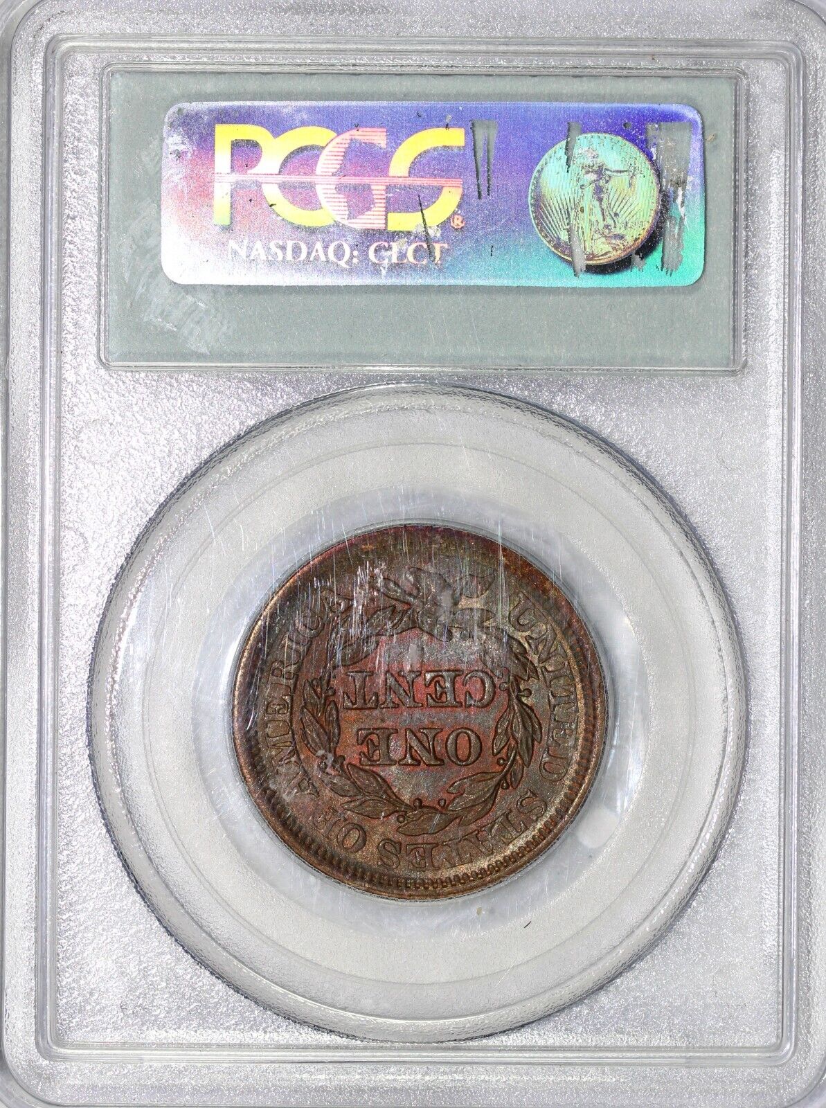 1856 1c Slanted 5 Braided Hair Large Cent PCGS MS 64 RB