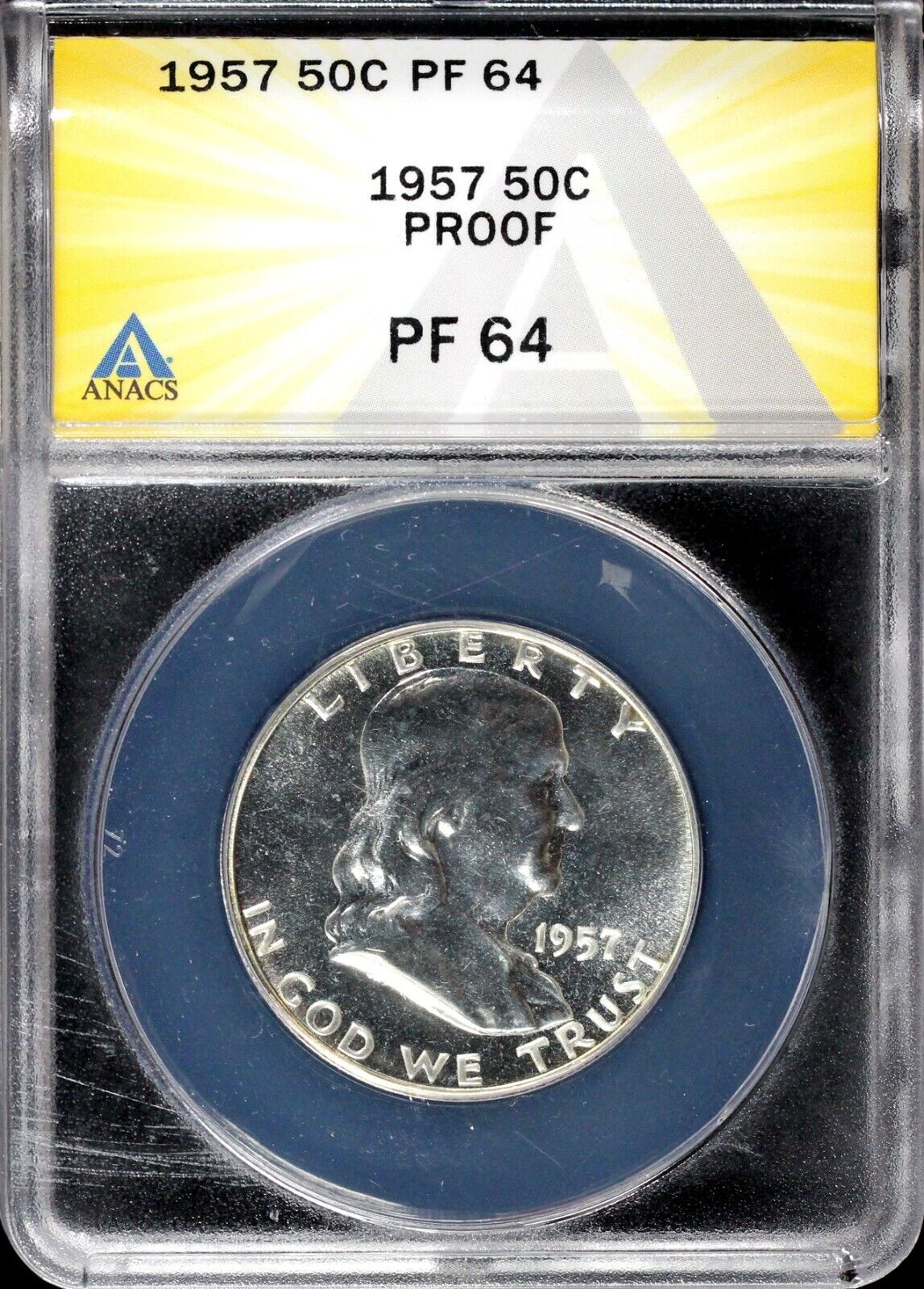 1957 50c Proof Franklin Half Dollar ANACS PF 64