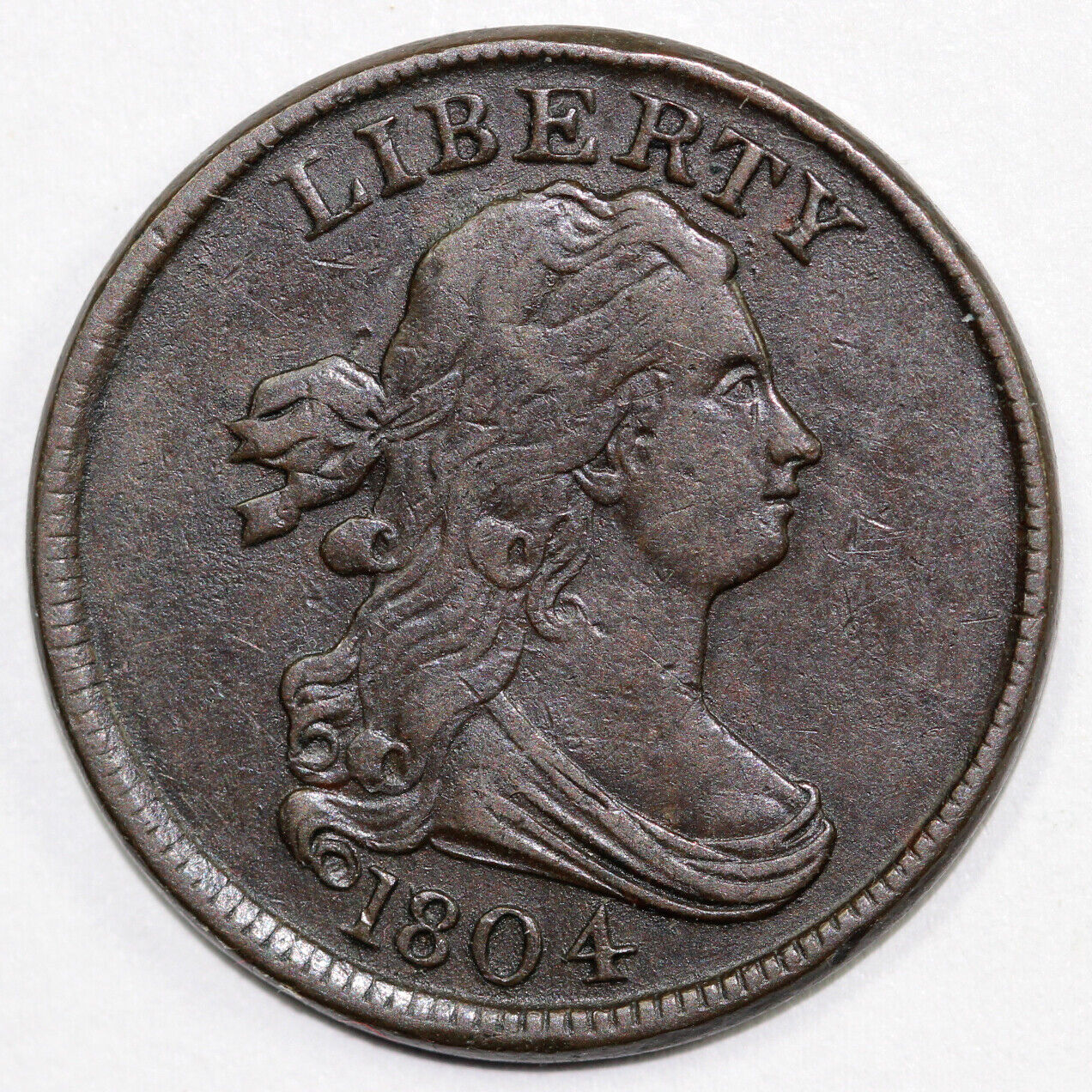 1804 1/2c Plain 4 with Steams C-11 Draped Bust Half Cent