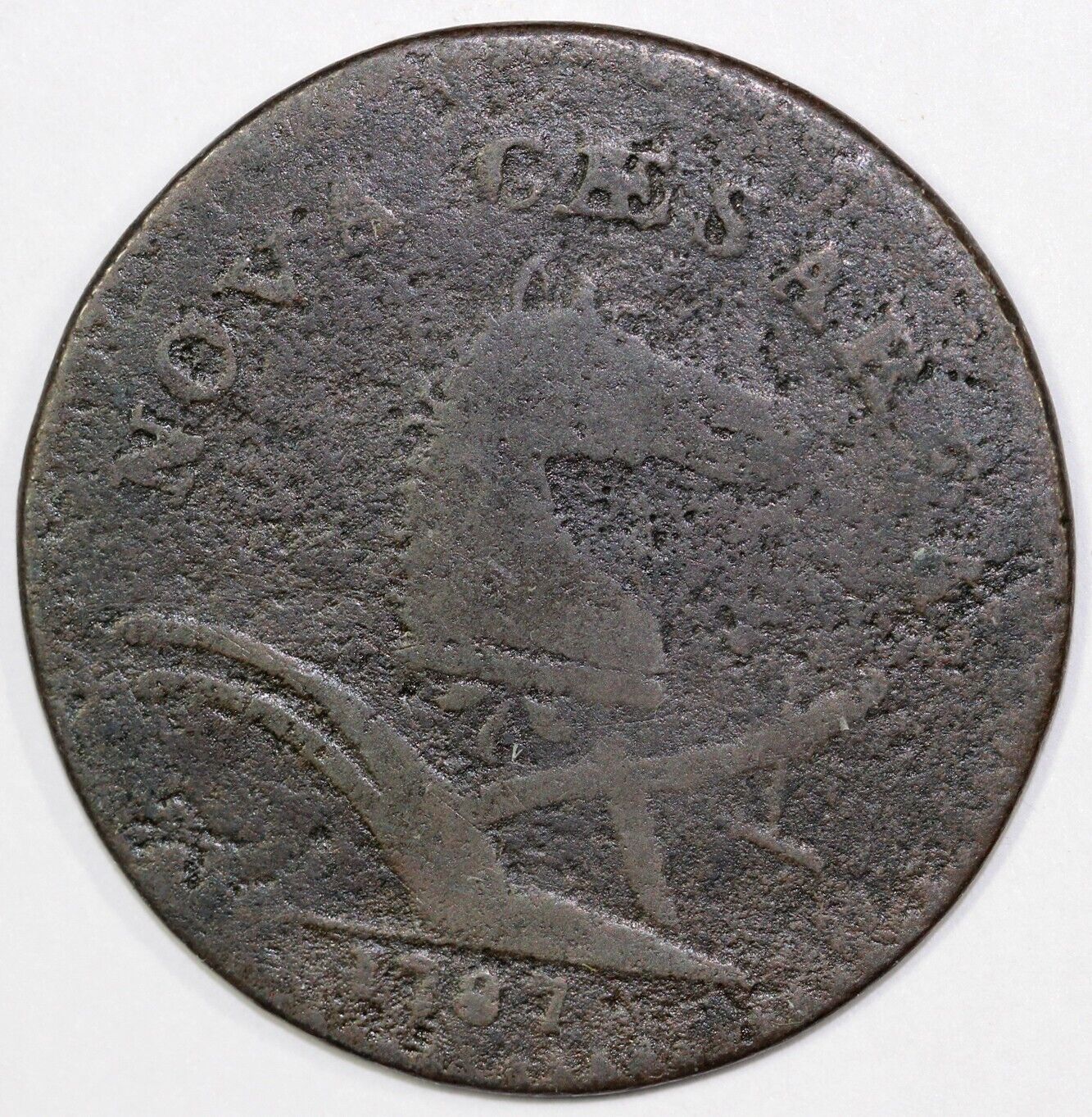 1787 M.63-q Large Planchet New Jersey Colonial Copper Coin