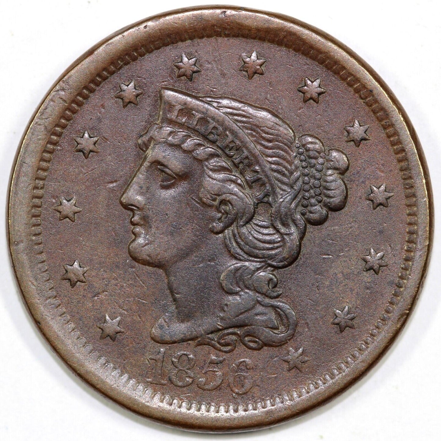 1856 1c N-16 Braided Hair Large Cent