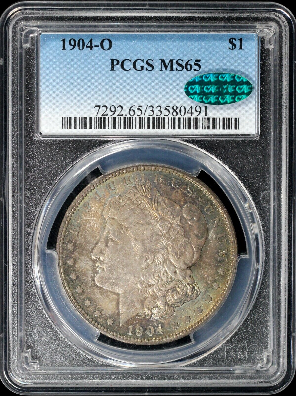 1904-O $1 Morgan Dollar PCGS and CAC MS 65 *Toning*