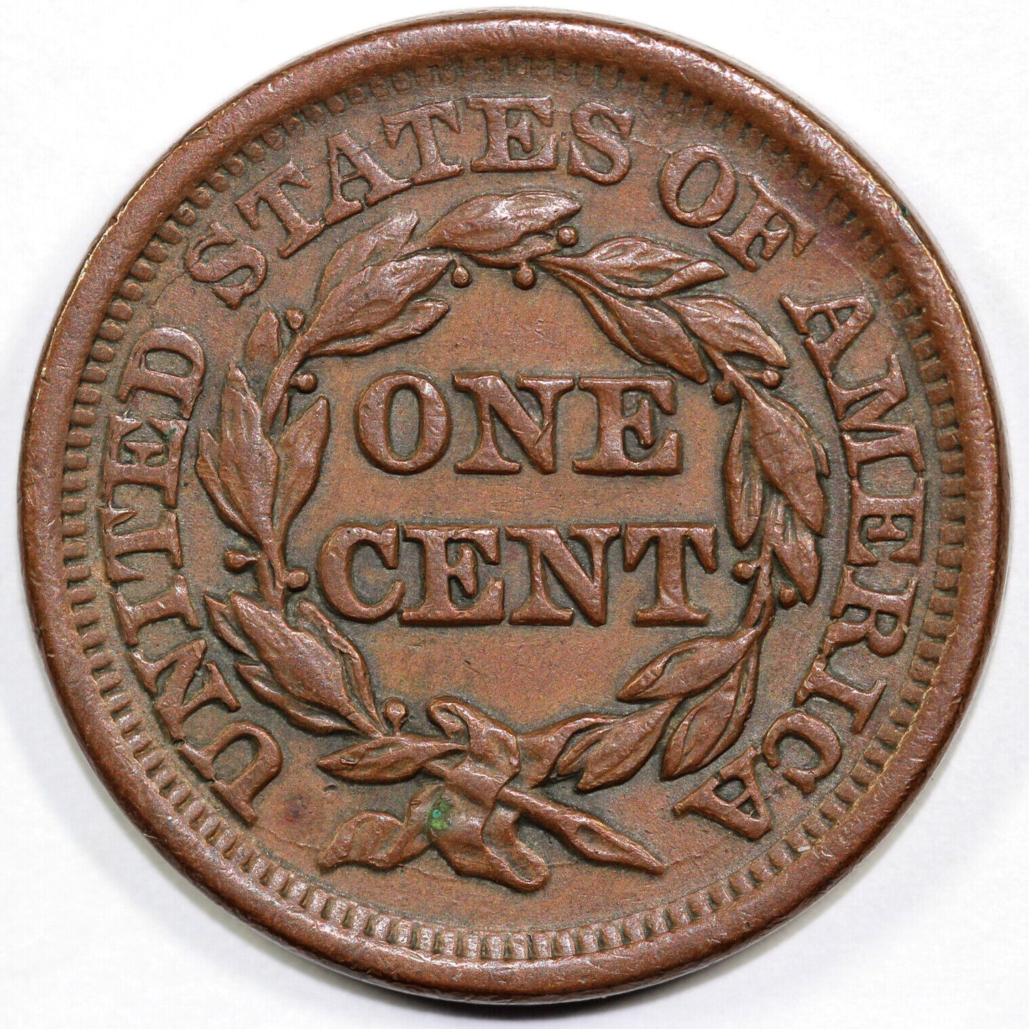 1849 1c N-8 Braided Hair Large Cent *Planchet Flaw*