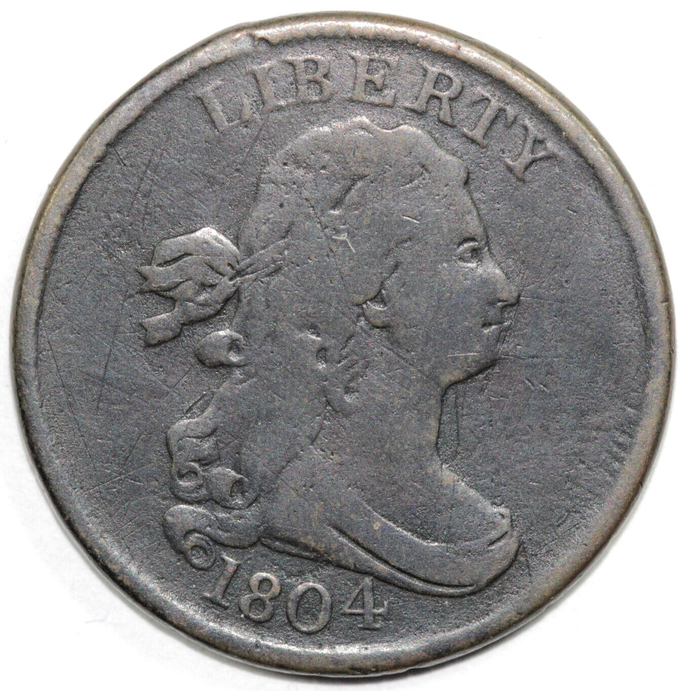 1804 1/2c C-7 Draped Bust Half Cent With Tags