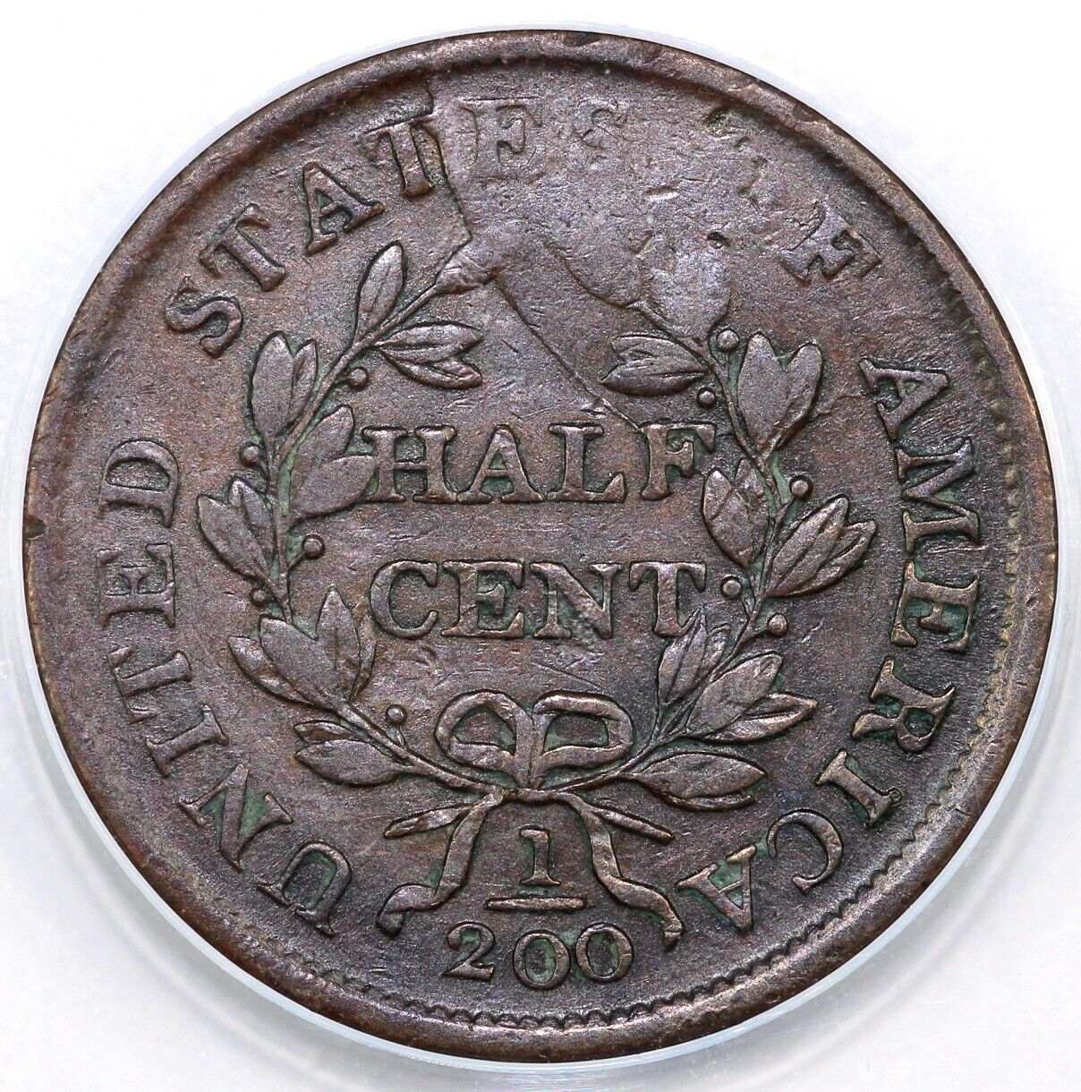 1804 1/2c C-1 Crosslet 4 with Stems Draped Bust Half Cent ANACS VF 35