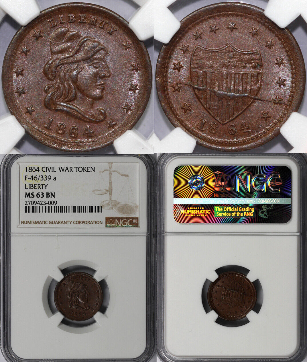 1864 CWT F-46/339a Liberty Patriot Civil War Token