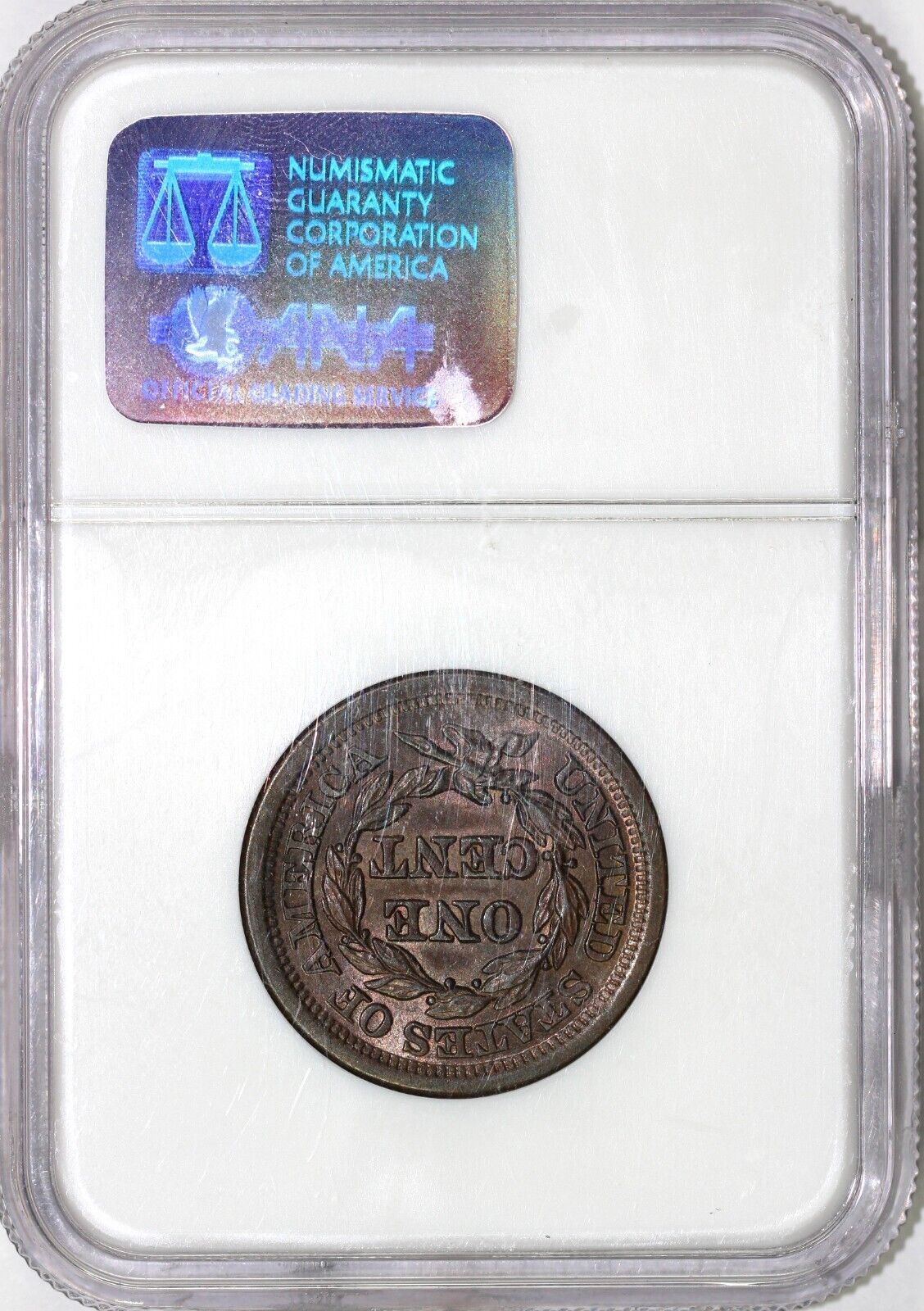 1852 1c N-21 Braided Hair Large Cent NGC MS 64 BN *EDS, CC Level*