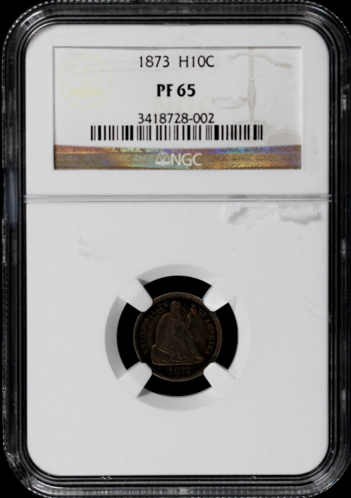 1873 H10c Proof Seated Liberty Half Dime NGC PF 65