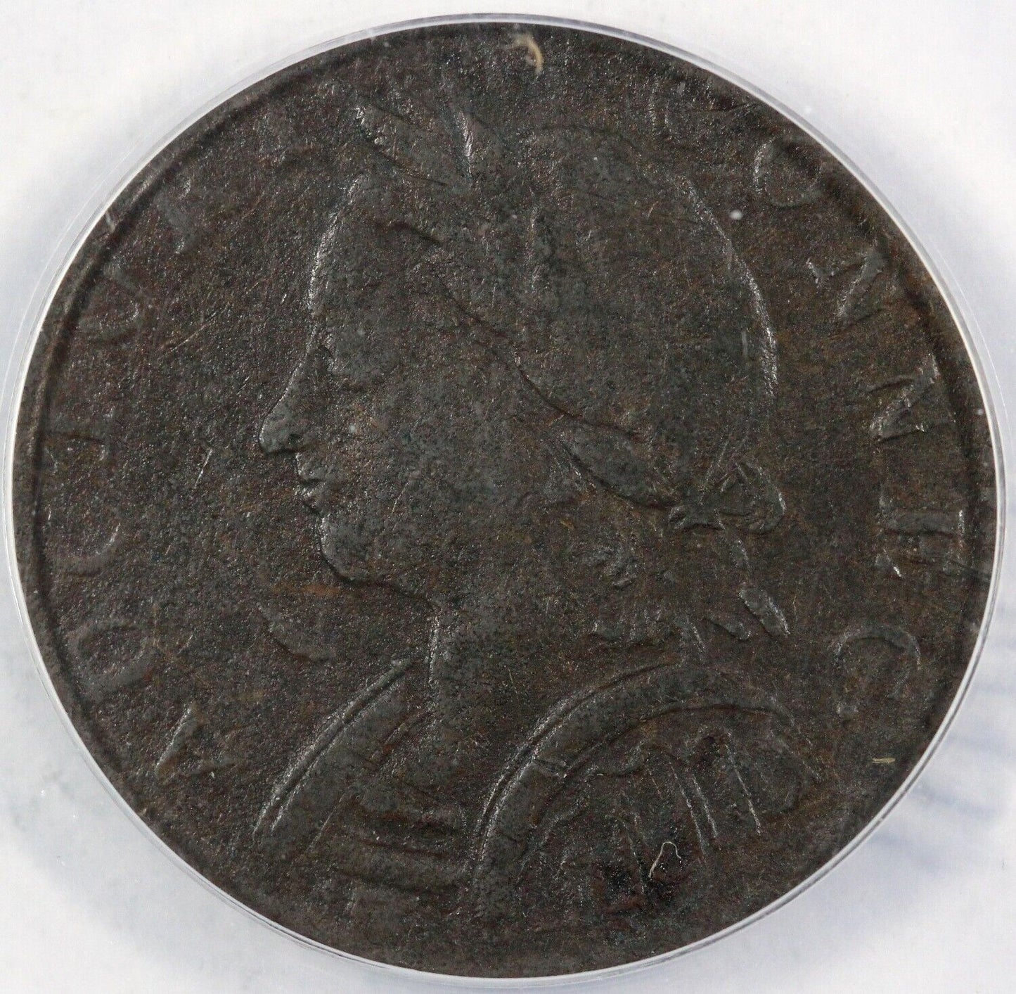 1787 1/2p W-2810 Connecticut Mailed Bust Left Colonial ANACS VF 25 Details
