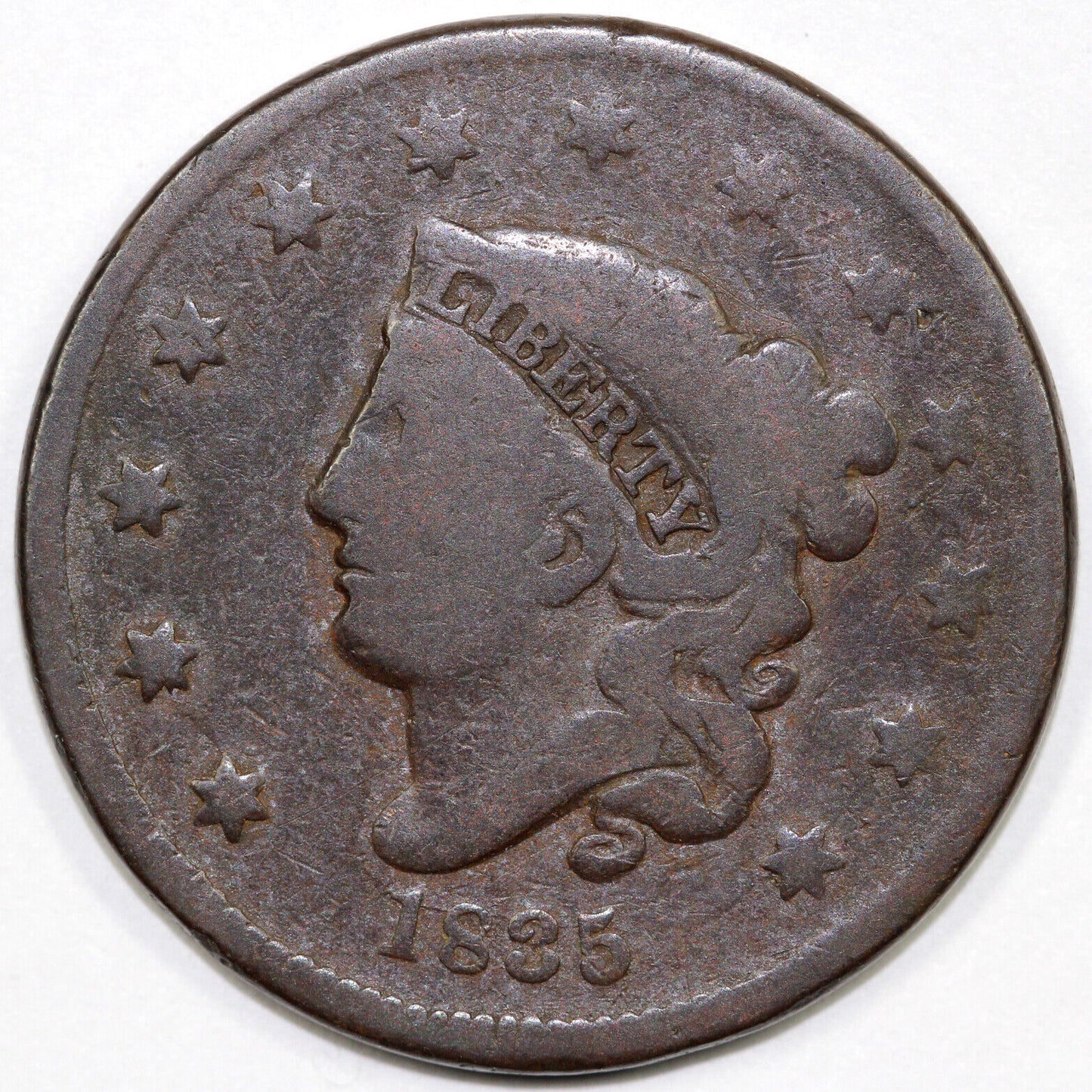 1835 1c N-4 Coronet or Matron Head Large Cent