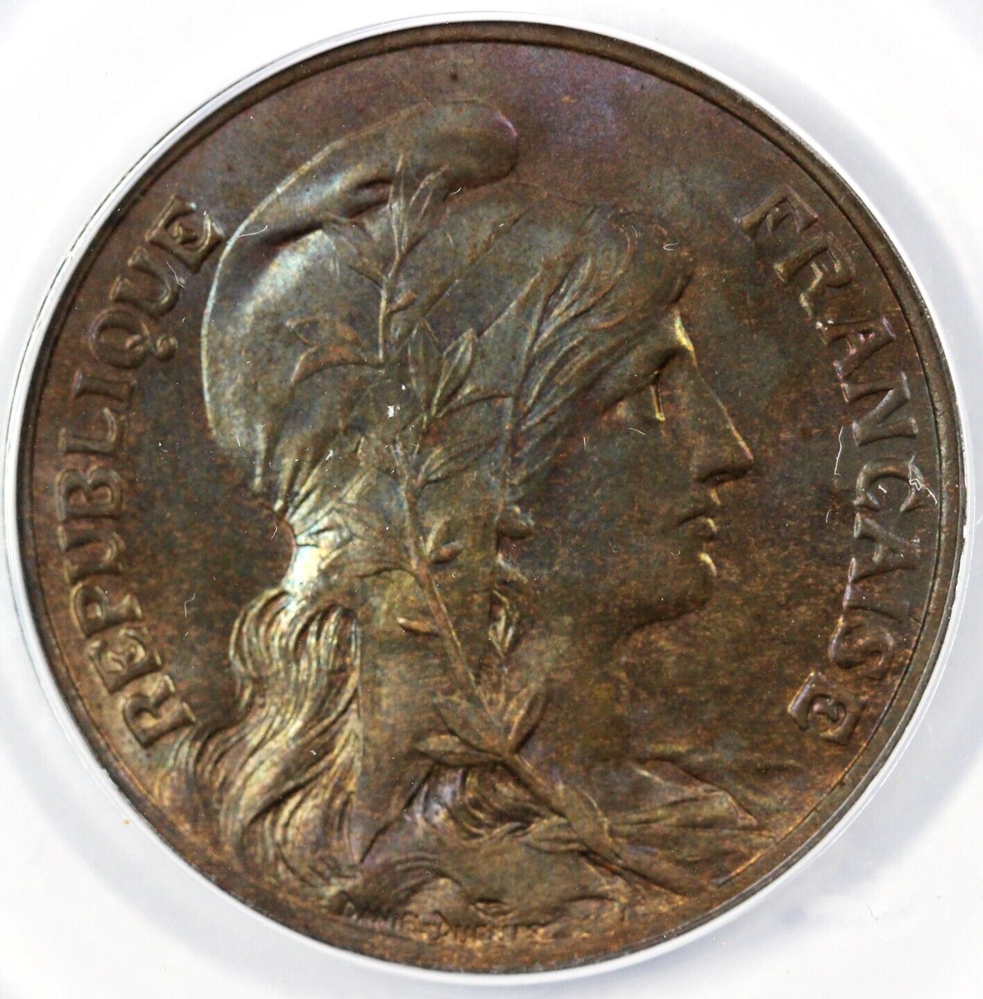 1907 10c Republic of France 10 Centimes ANACS AU 58