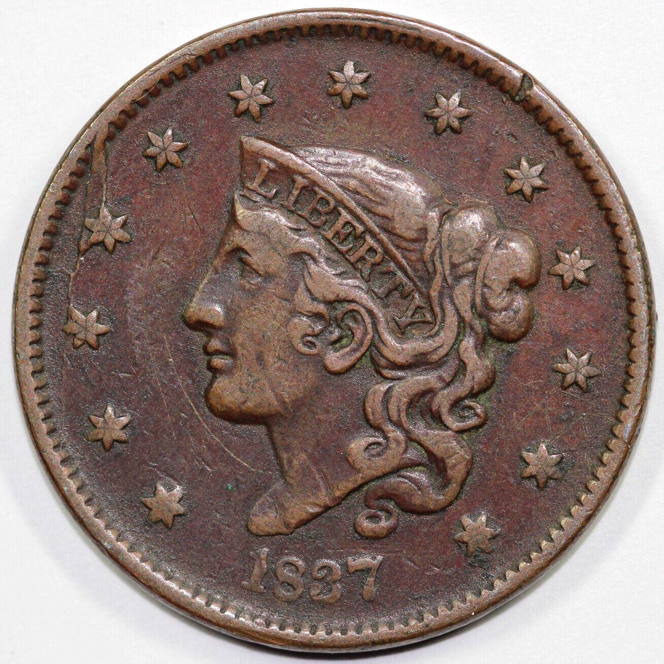 1837 1c Coronet or Matron Head Large Cent