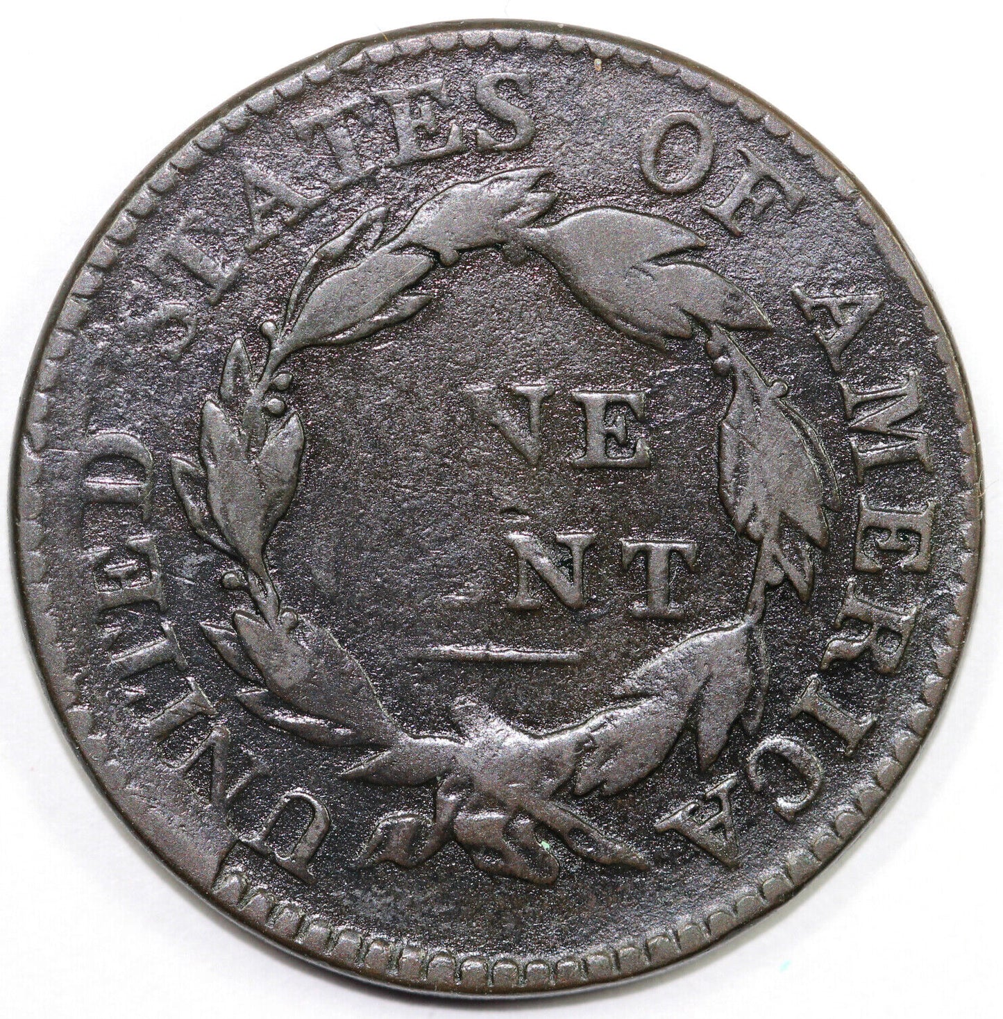1818 1c Coronet or Matron Head Large Cent *Cud Reverse*