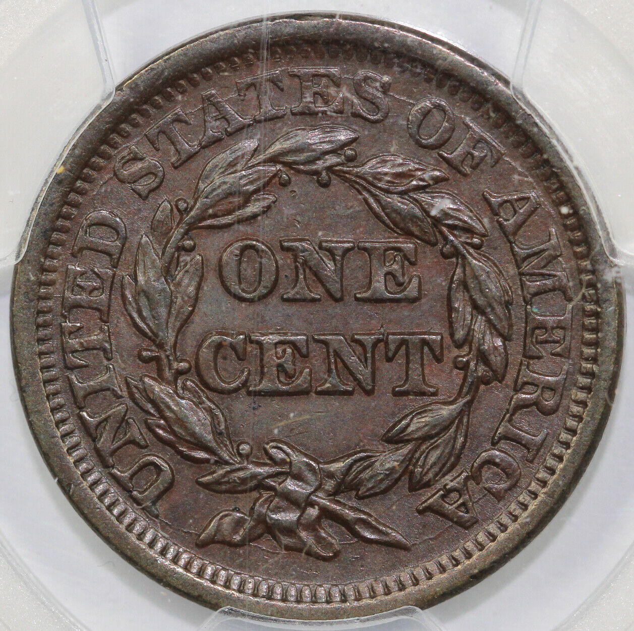 1849 1c N-8 Braided Hair Large Cent PCGS AU 58 EX; ELLSWORTH