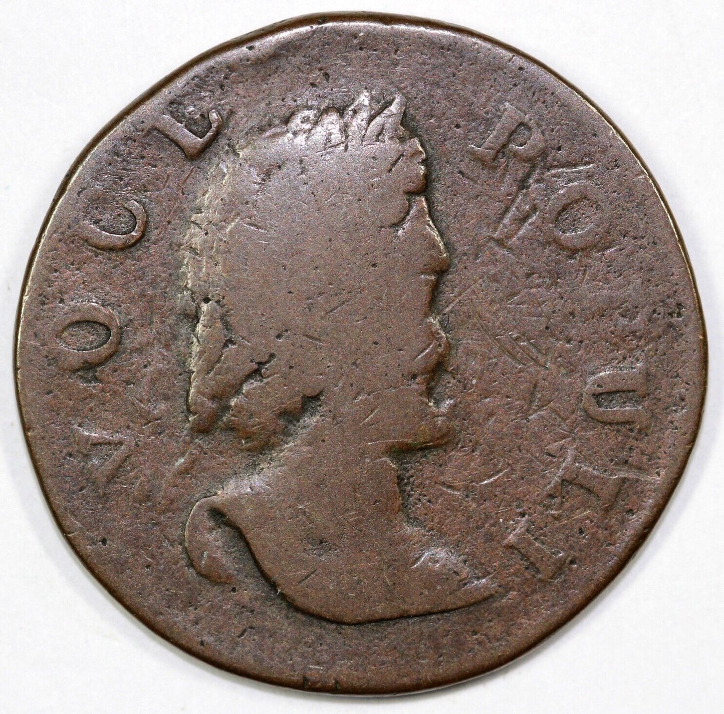 1760 N-10 Tall Head Voce Populi Colonial Copper Coin