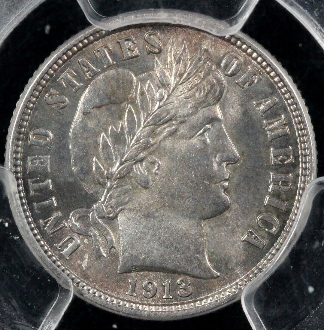 1913 10c Barber Dime PCGS MS 64