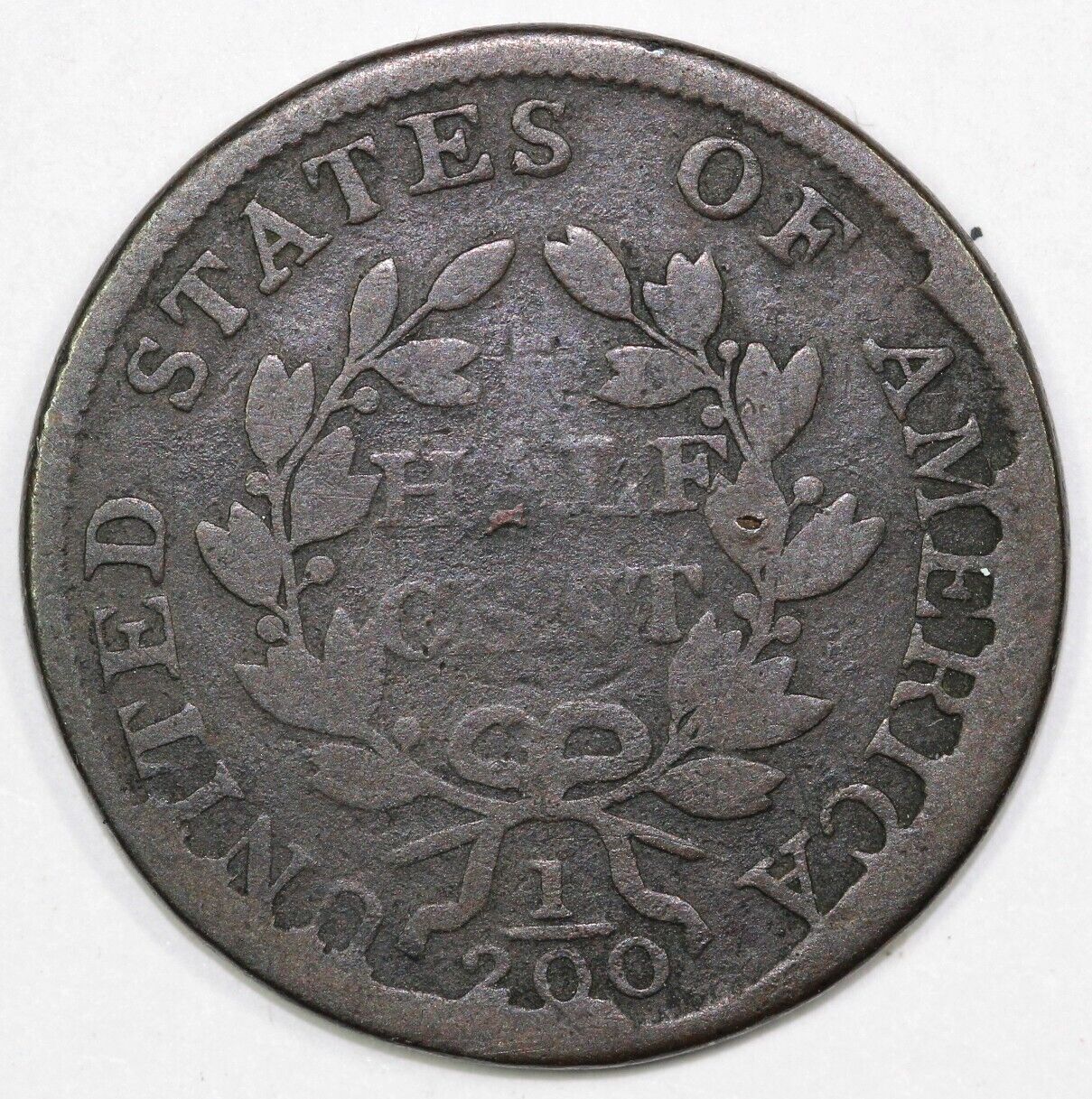 1804 1/2c C-6 Spiked Chin Crosslet 4 With Stems Draped Bust Half Cent *Cuds*