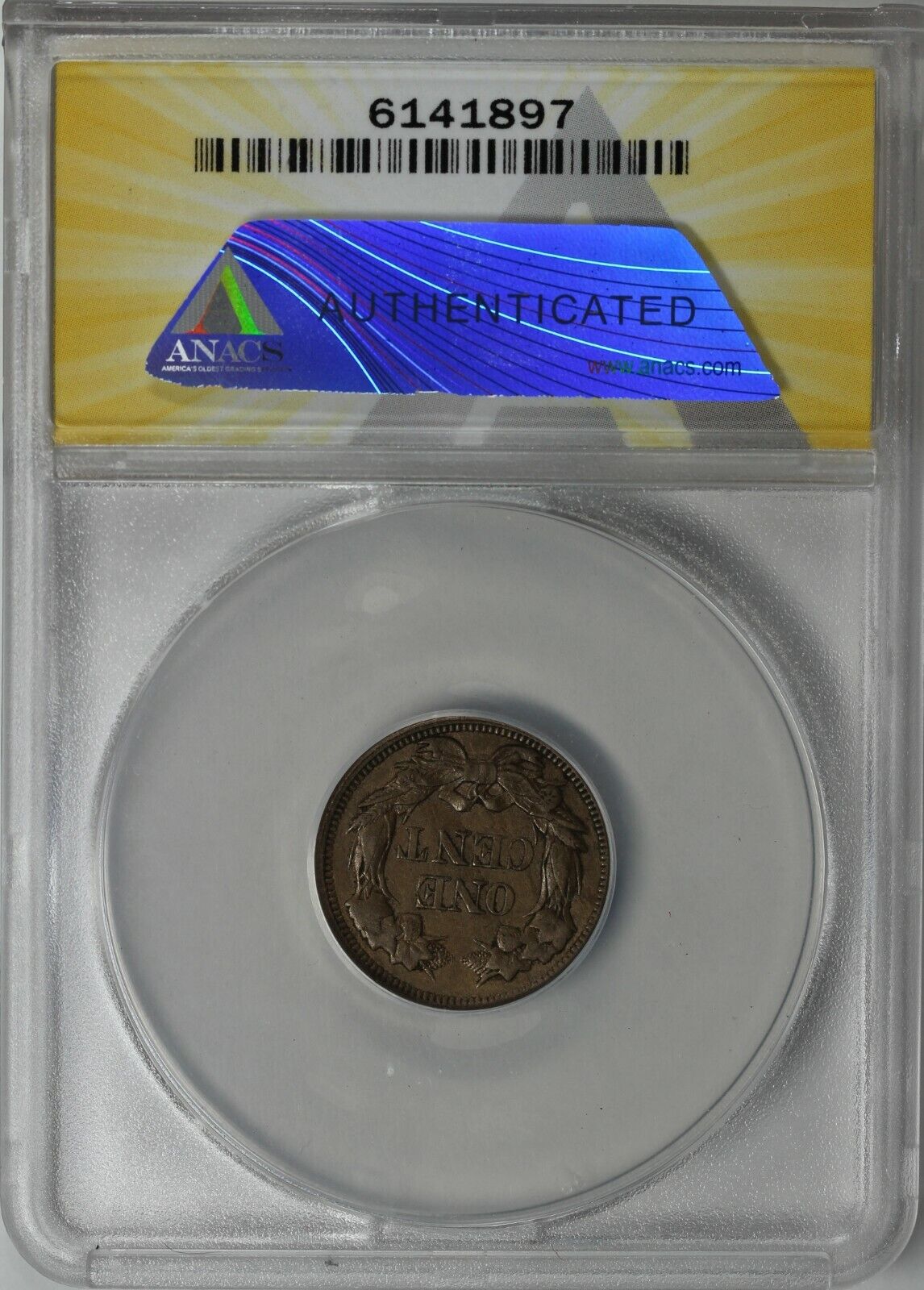 1857 1c FS-402 S-9 Flying Eagle Cent ANACS AU 50