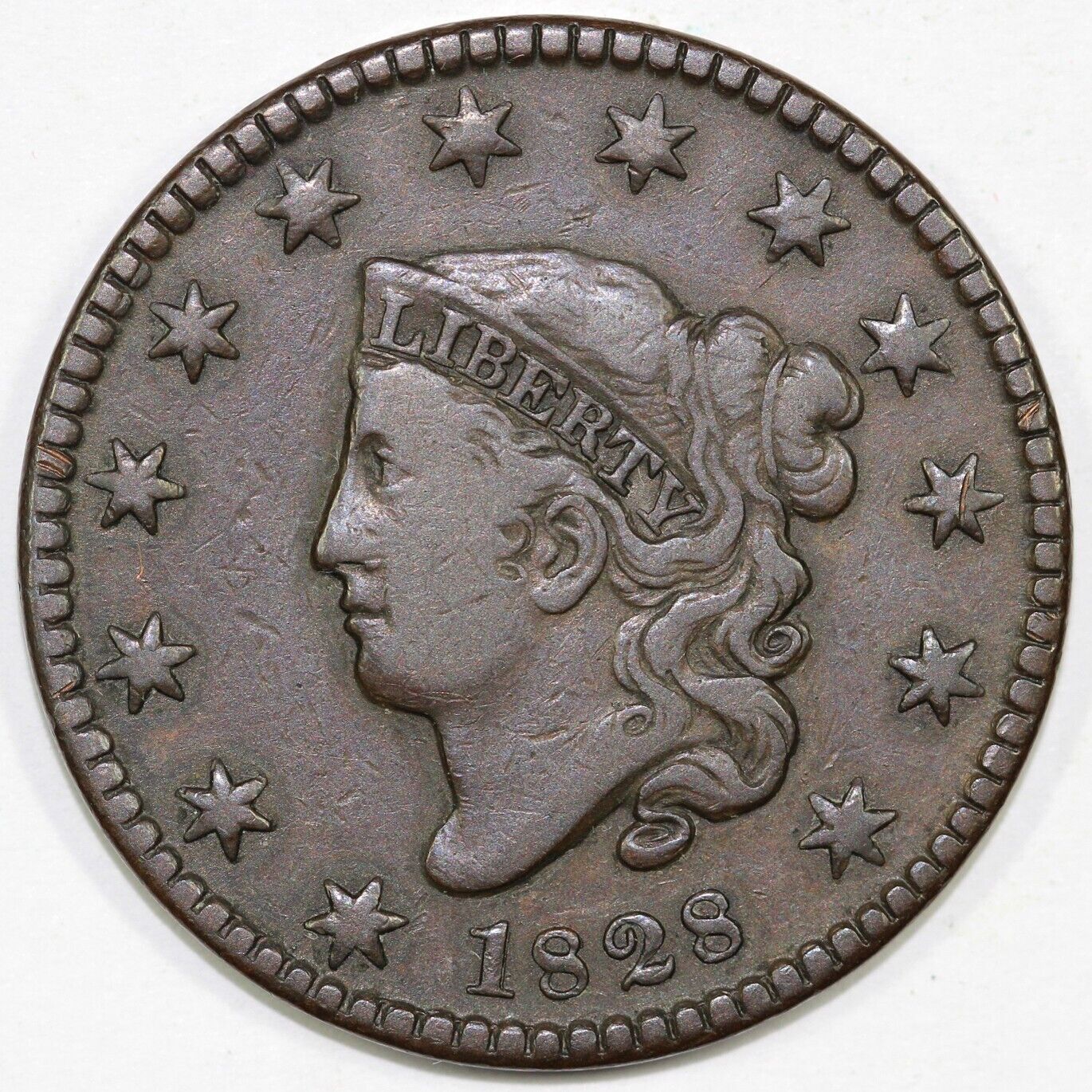 1828 1c N-10 Matron Head Large Cent