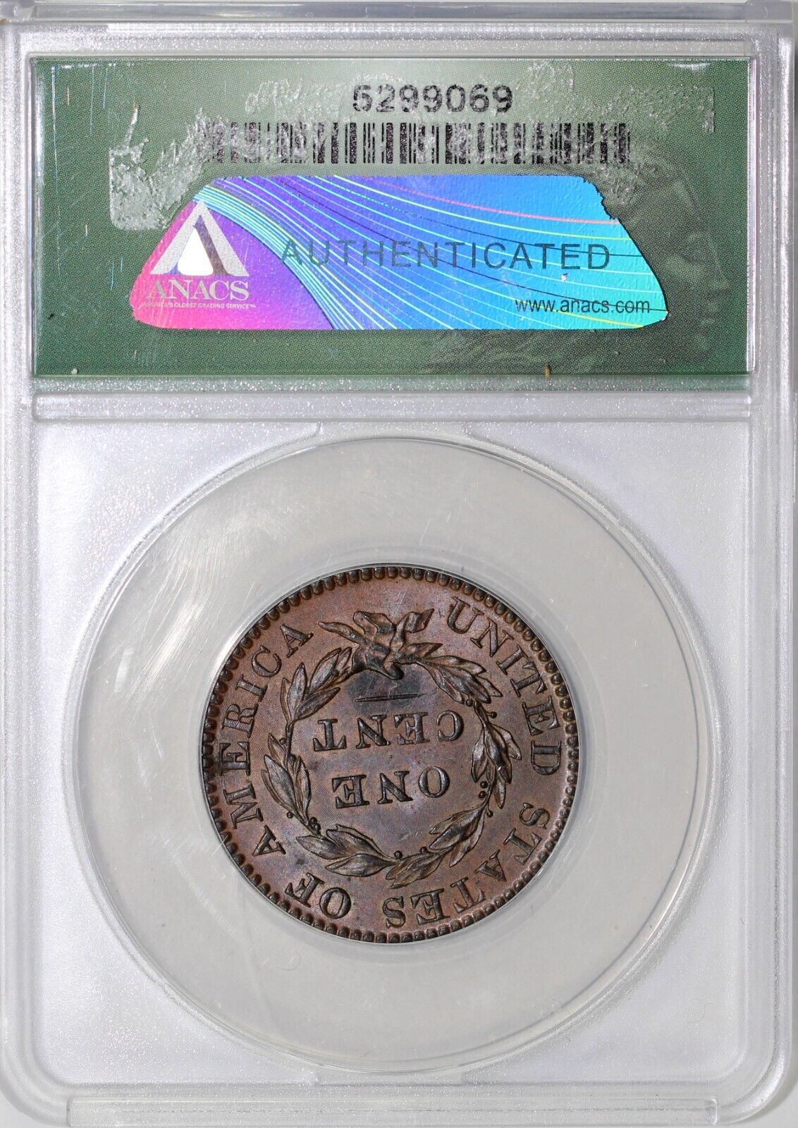 1822 1c N-3 Matron Head Large Cent ANACS AU 55