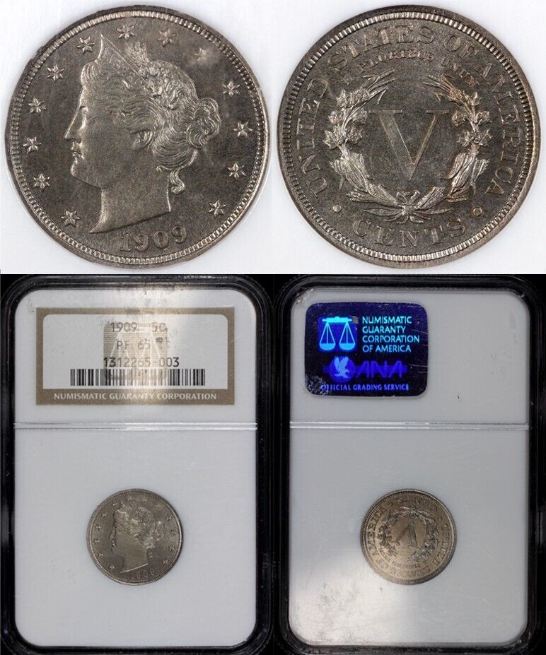 1909 5c Proof Liberty Nickel NGC PF 65