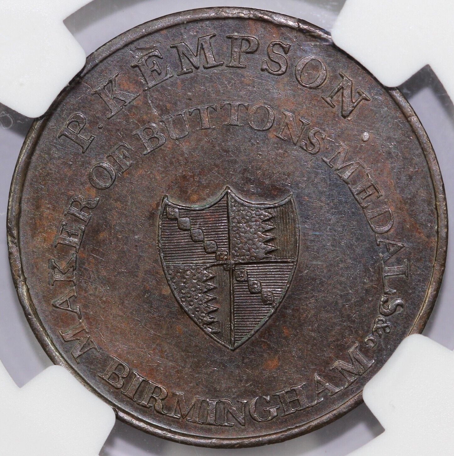 1790's 1/2p D&H-210 Warwickshire-Kempson's Conder Token NGC MS 61