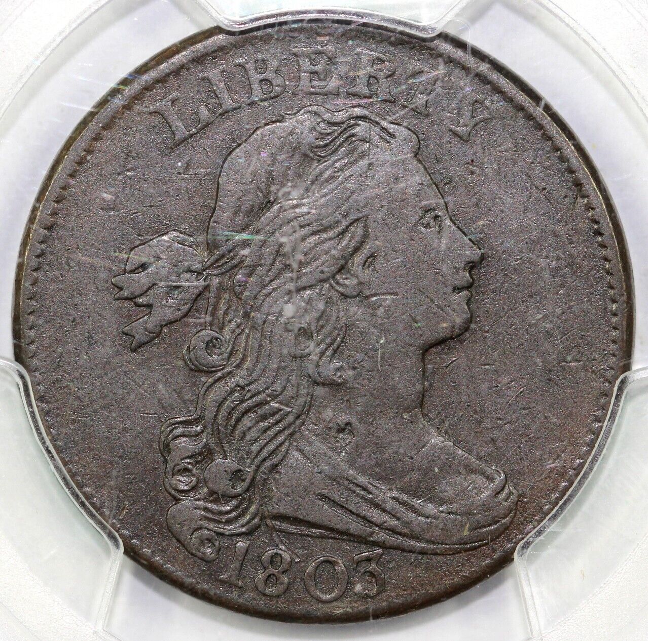 1803 1c S-263 Small Date and Frac Draped Bust Large Cent PCGS VF DETAILS