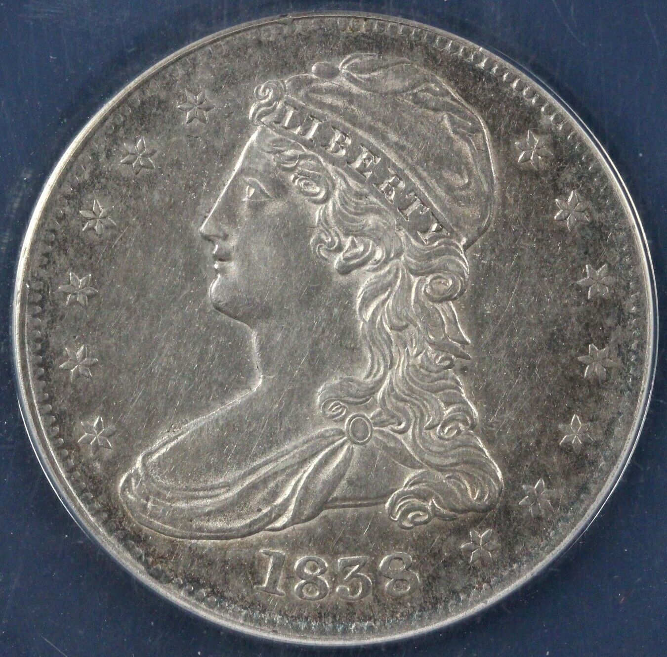 1838 50c Capped Bust Half Dollar ANACS AU 55 DETAILS CLEANED